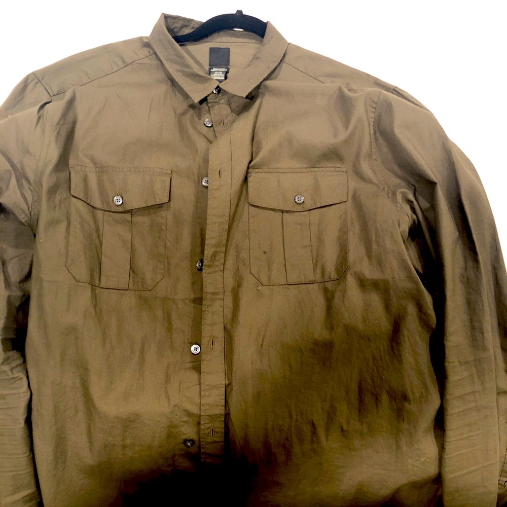 XXLslim fit button down shirt double breast pocket